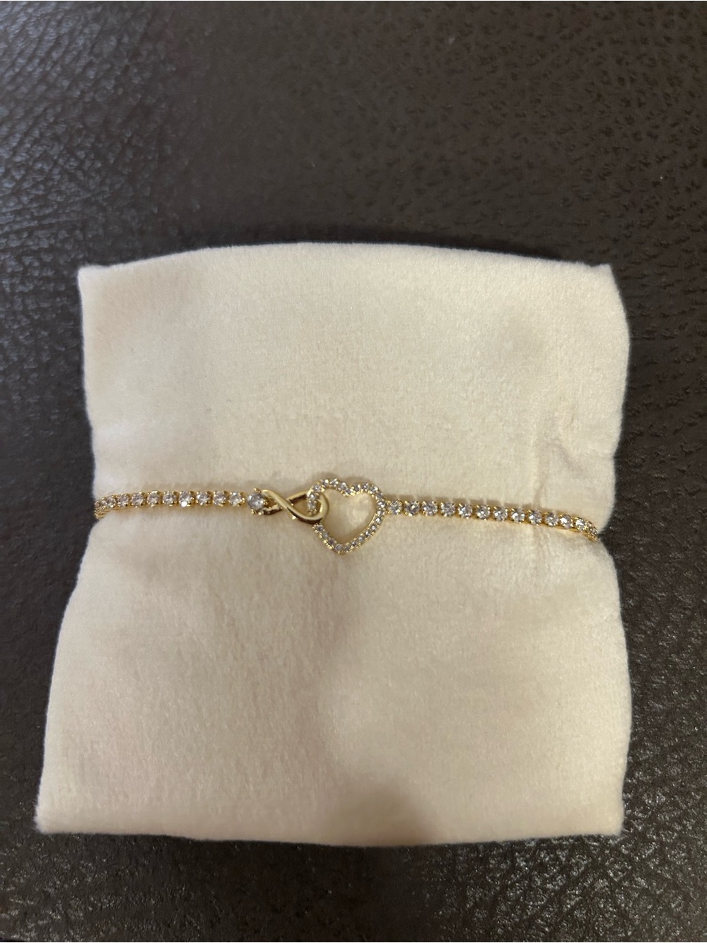 Gold Heart Infinity Adjustable Slider Bracelet